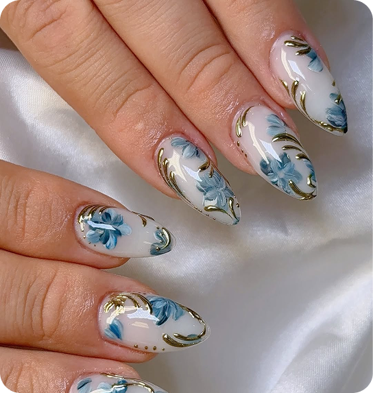 cherry hill nail salon gel manicure with white tips and rhinestone accents