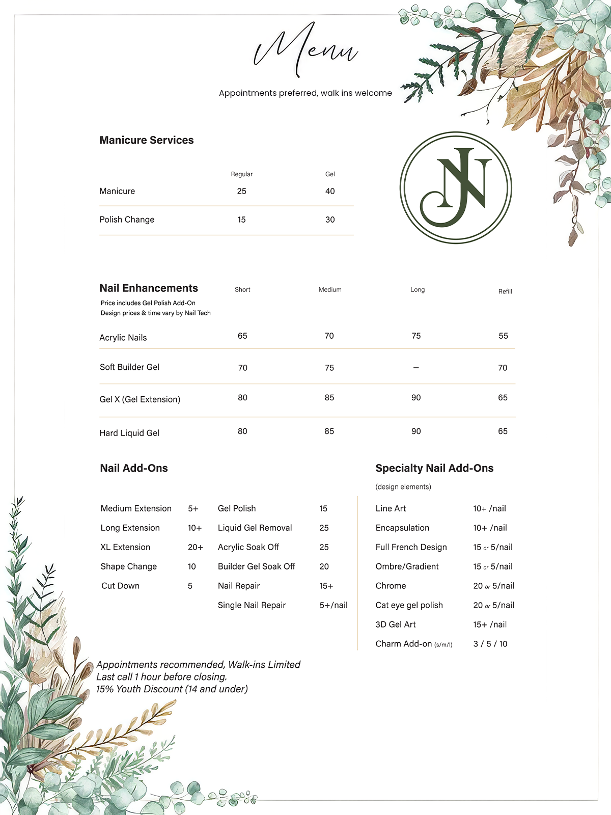 Menu of Manicure-services