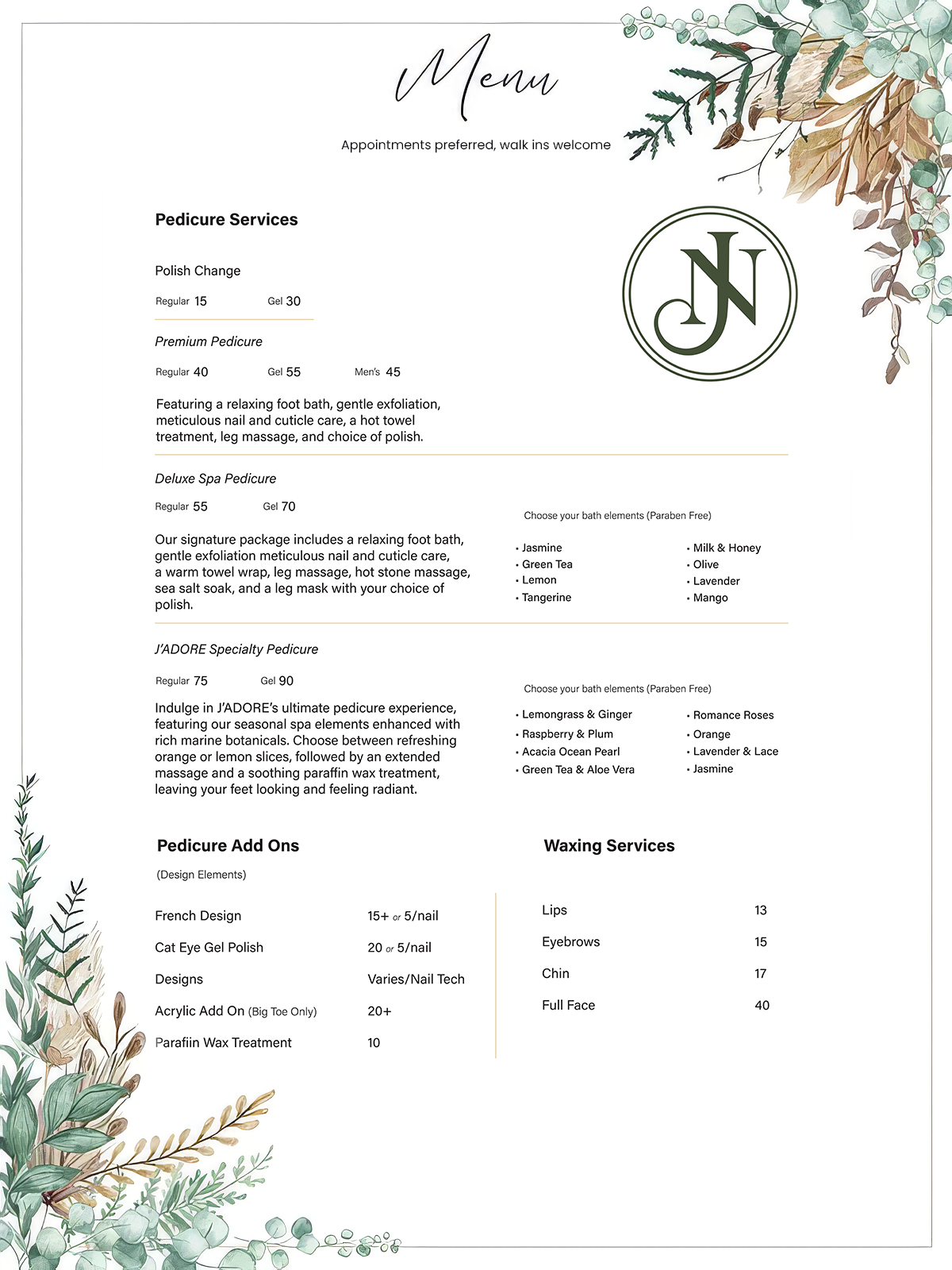 Menu of Manicure-services